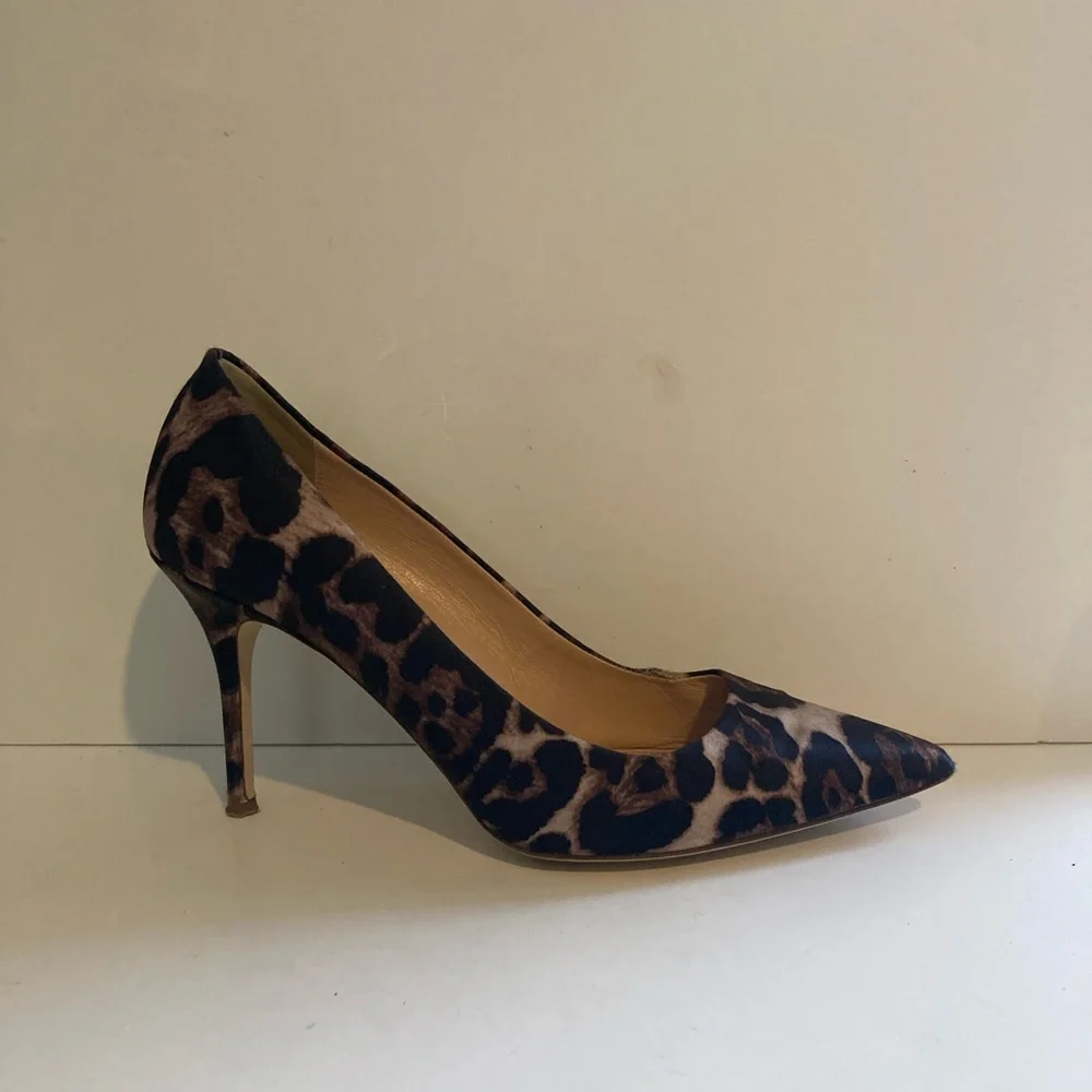 J. Crew Elsie Stiletto pumps in leopard satin